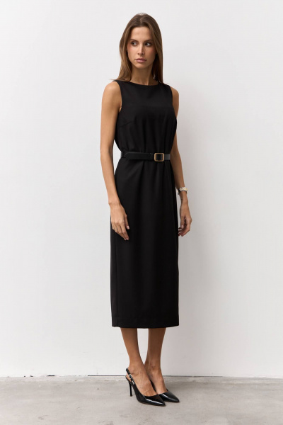 Костюмное платье из текстиля без подкладки и карманов Luitui R1094 черный - фото 3