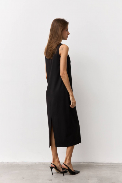 Костюмное платье из текстиля без подкладки и карманов Luitui R1094 черный - фото 2