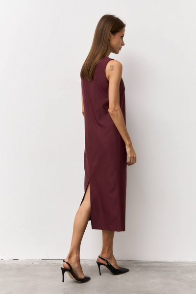 Костюмное платье с классическим силуэтом и без карманов Luitui R1094 винный - фото 5
