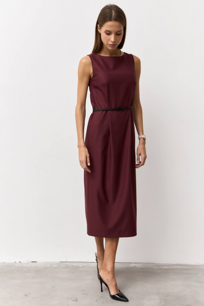 Костюмное платье с классическим силуэтом и без карманов Luitui R1094 винный - фото 1
