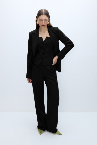 Костюм-тройка из текстиля: жакет, топ-корсет и брючный комплект PiRS 5661 черный - фото 2