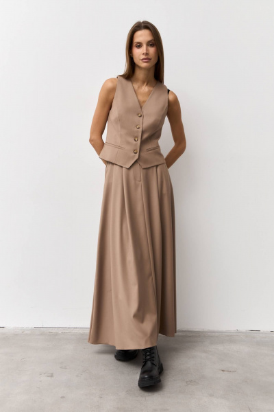 Деловой жилет из текстиля в нейтральных тонах Luitui R3010 бежевый - фото 4