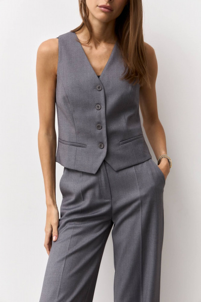 Серый жилет из текстиля для делового и повседневного стиля Luitui R3010 серый - фото 7