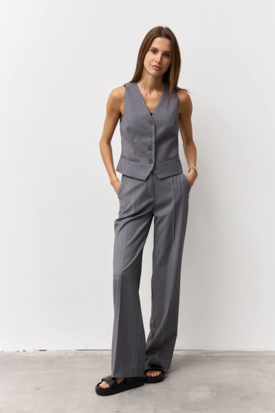 Серый жилет из текстиля для делового и повседневного стиля Luitui R3010 серый - фото 5