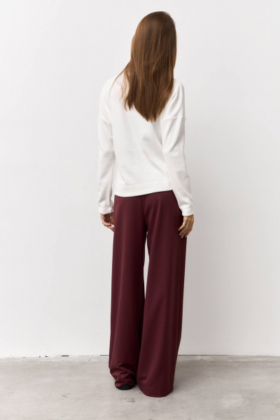 Джемпер в рубчик из трикотажа для повседневного образа Luitui R5078 молочный - фото 4