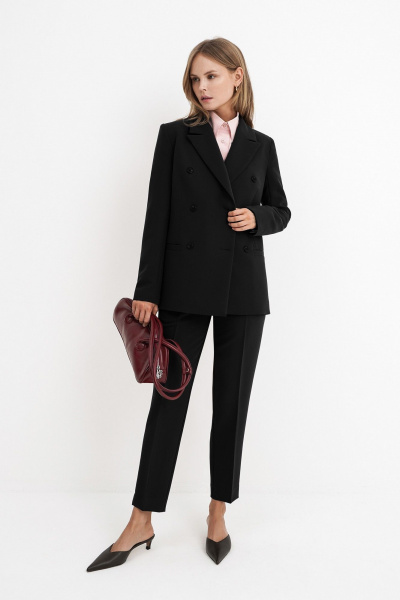 Костюм-тройка из текстиля: жакет, жилет и брюки со средней посадкой PiRS 5738 черный - фото 4