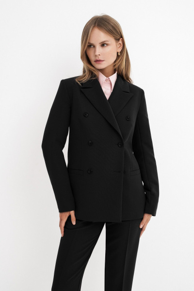 Костюм-тройка из текстиля: жакет, жилет и брюки со средней посадкой PiRS 5738 черный - фото 3