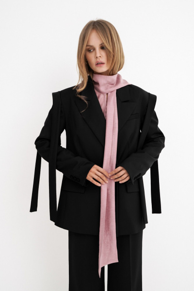 Деловой костюм-двойка из текстильного жакета и брюк PiRS 5764 черный - фото 4