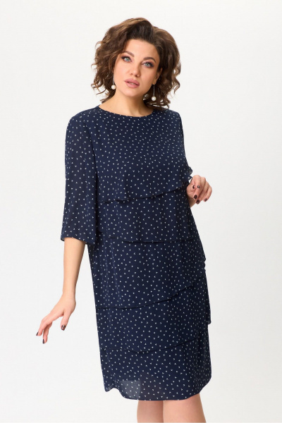 Длинное синее платье из текстиля для повседневных и торжественных случаев DaLi 4487 синее - фото 4