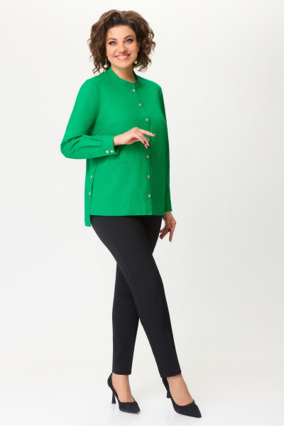 Зеленая блуза на каждый день с длинными рукавами DaLi 5373 зелень - фото 2