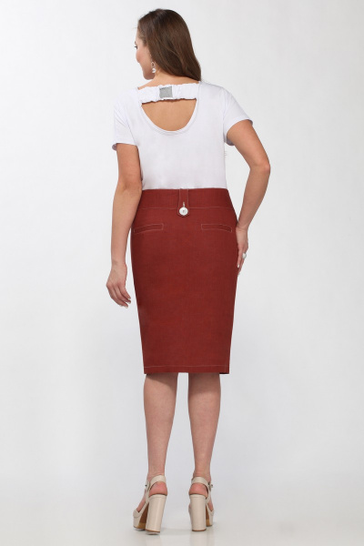 Юбка прямая с пуговицами и карманами на каждый день Matini 5.1201 терракот - фото 2