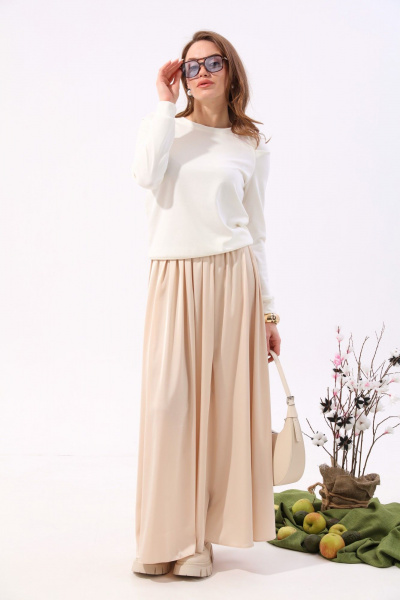 Джемпер на каждый день с округлой горловиной NikVa 381-10 молоко - фото 8