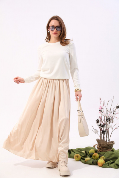 Джемпер на каждый день с округлой горловиной NikVa 381-10 молоко - фото 7