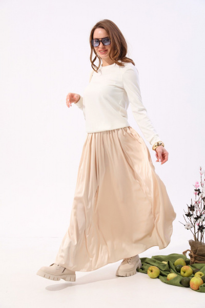 Джемпер на каждый день с округлой горловиной NikVa 381-10 молоко - фото 6