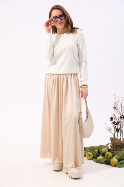 Юбка макси на резинке расширенная NikVa 559-4 шампанское - фото 4