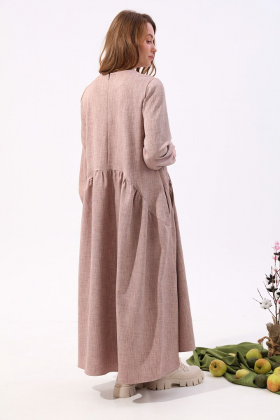 Платье макси из текстиля с кулисой NikVa 717-5 песок - фото 9