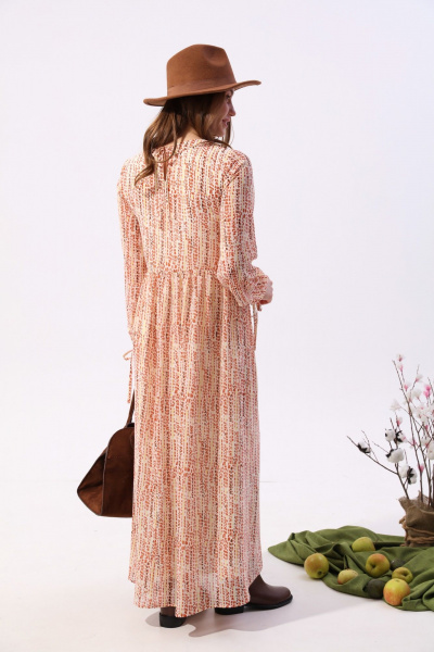 Платье макси с V-образным вырезом и разрезом NikVa 801-3 песочный - фото 9