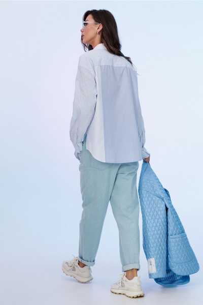 Джинсы зауженные с резинкой и шлёвками для ежедневного образа Butеr 3023 голубой - фото 2