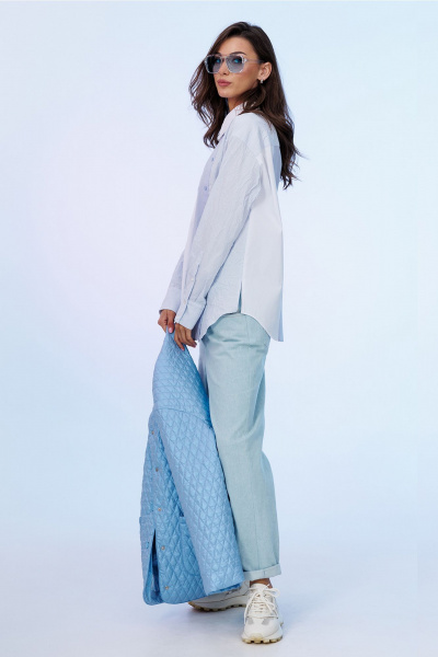 Джинсы зауженные с резинкой и шлёвками для ежедневного образа Butеr 3023 голубой - фото 5