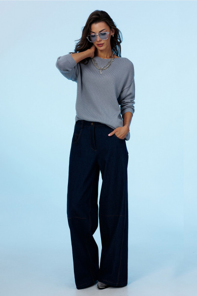 Джинсы зауженные на притачном поясе для повседневной носки Butеr 3022 темно-синий - фото 3