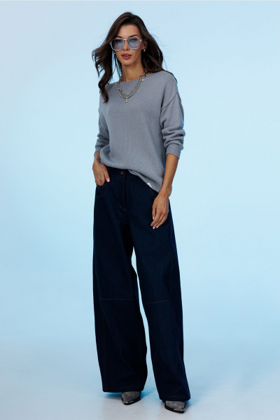 Джинсы зауженные на притачном поясе для повседневной носки Butеr 3022 темно-синий - фото 2