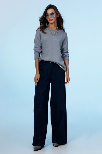 Джинсы зауженные на притачном поясе для повседневной носки Butеr 3022 темно-синий - фото 1