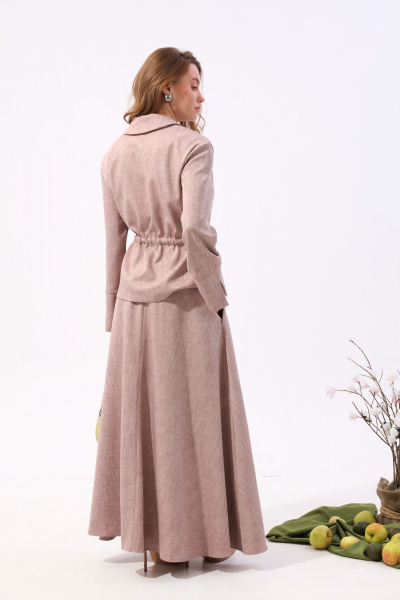 Юбка солнце макси с карманами и узким поясом NikVa 813-6 песок - фото 5