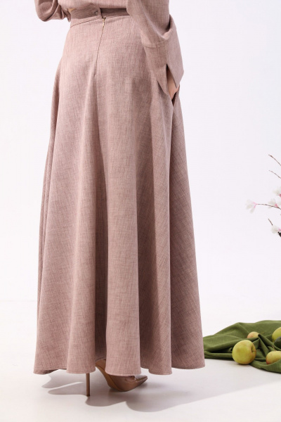 Юбка солнце макси с карманами и узким поясом NikVa 813-6 песок - фото 3