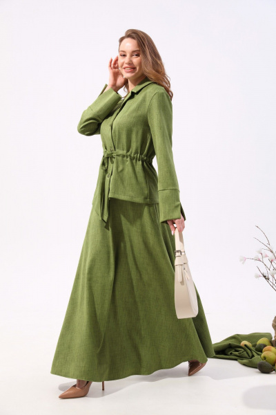 Жакет зеленый прямого силуэта с настрачной кулисой NikVa 918-3 зелень - фото 5