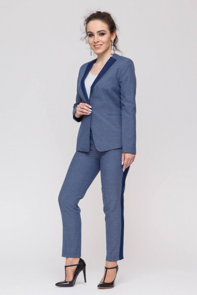 Классический брючный костюм из вискозы с лампасами и приталенным пиджаком Domna 16043(164) - фото 3