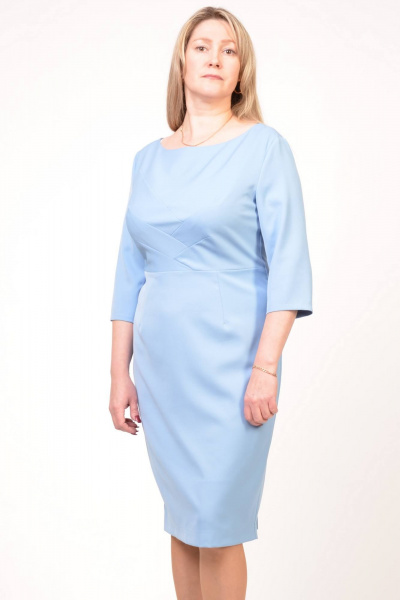 Текстильное платье на подкладке с классической посадкой для любой фигуры Domna 440 голубой - фото 1