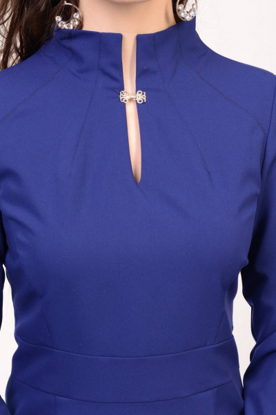 Платье вечернее футляр с глубоким V-образным вырезом и шлицей Domna 465(170) темно-синий - фото 4