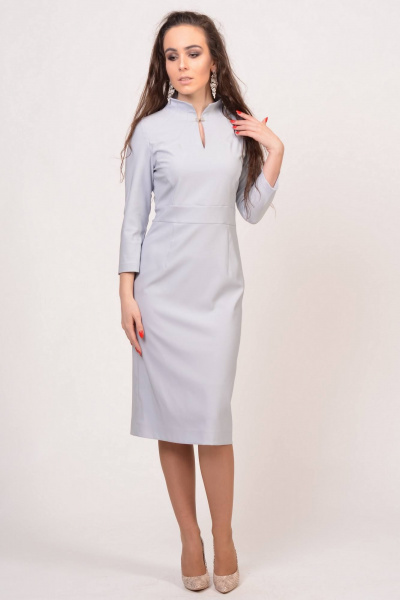Платье вечернее футляр с глубоким вырезом и шлицей Domna 469(170) серый - фото 4