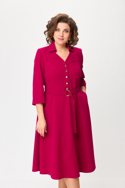 Классическое приталенное платье миди из текстиля БАГРЯНИЦА 5082 - фото 6