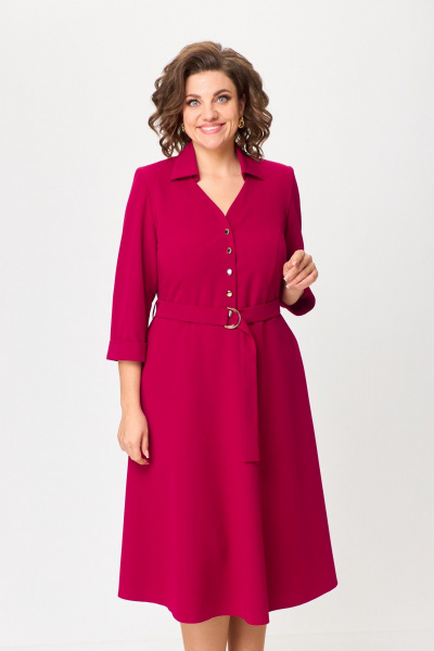 Классическое приталенное платье миди из текстиля БАГРЯНИЦА 5082 - фото 5