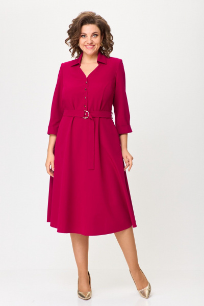 Классическое приталенное платье миди из текстиля БАГРЯНИЦА 5082 - фото 1