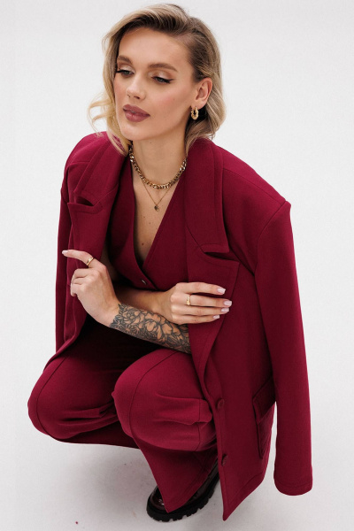 Красный костюм с жилеткой и прямыми брюками GO F3088/12-01 164-170 - фото 6