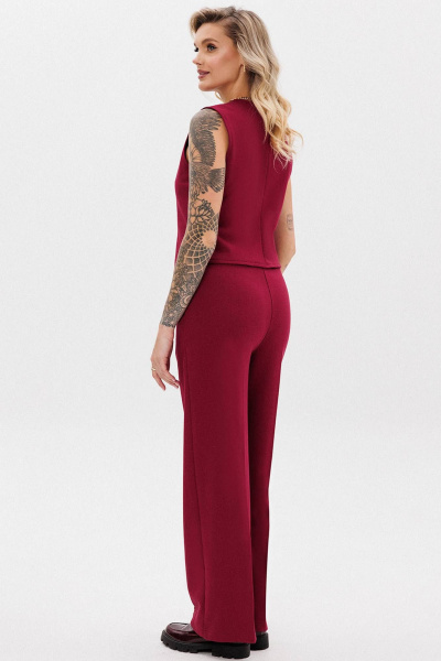 Красный костюм с жилеткой и прямыми брюками GO F3088/12-01 164-170 - фото 3