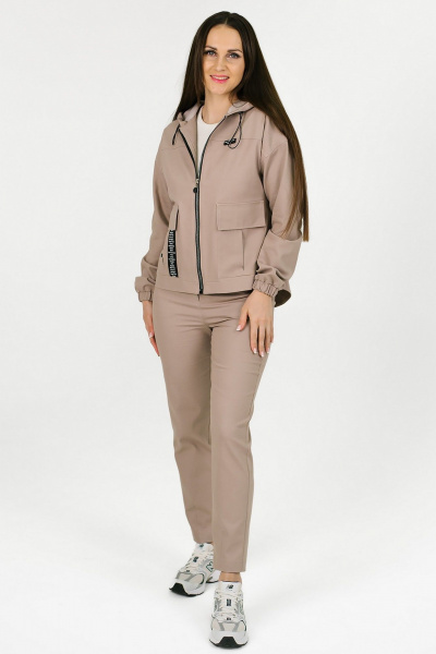 Бежевый комплект из ветровки и брюк из джинса MONA STYLE 24073/1 бежевый - фото 11