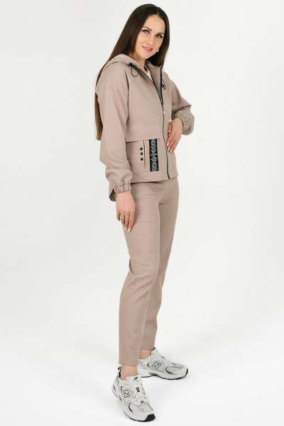 Бежевый комплект из ветровки и брюк из джинса MONA STYLE 24073/1 бежевый - фото 5
