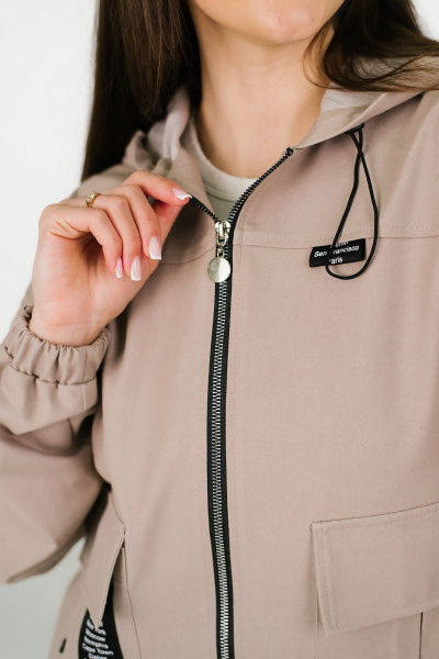 Бежевый комплект из ветровки и брюк из джинса MONA STYLE 24073/1 бежевый - фото 3