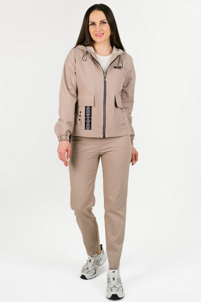 Бежевый комплект из ветровки и брюк из джинса MONA STYLE 24073/1 бежевый - фото 1