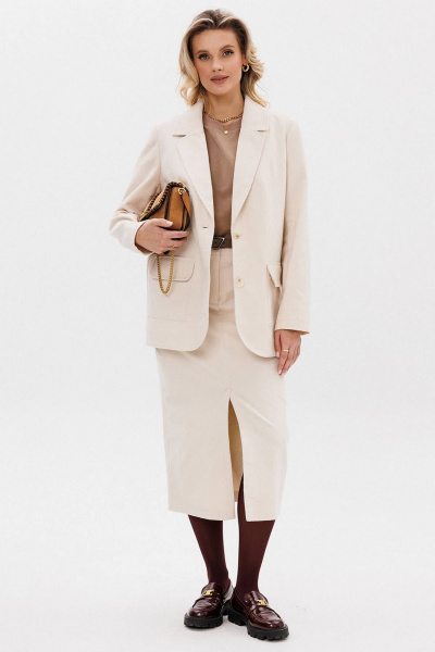 Костюм жакет и юбка из вельвета миди стиль деловой GO F7107/02-01 170-176 - фото 3