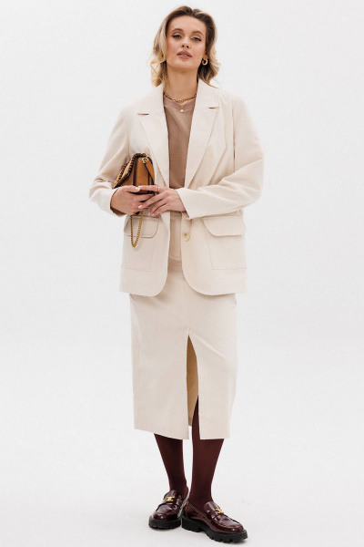 Костюм жакет и юбка из вельвета миди стиль деловой GO F7107/02-01 170-176 - фото 2