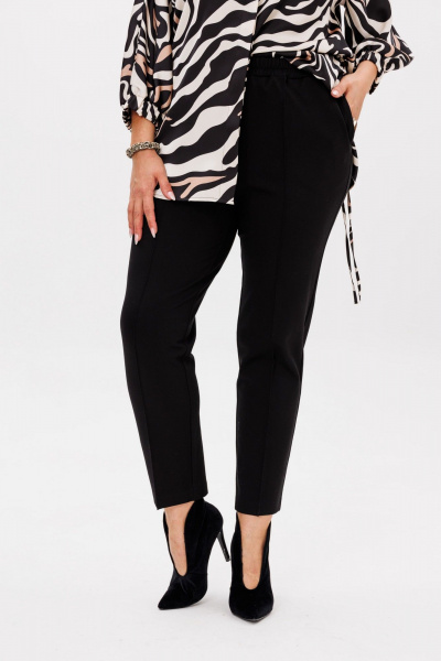 Повседневные брюки с высокой посадкой и зауженным низом Anelli 1439 классика_жанра - фото 7