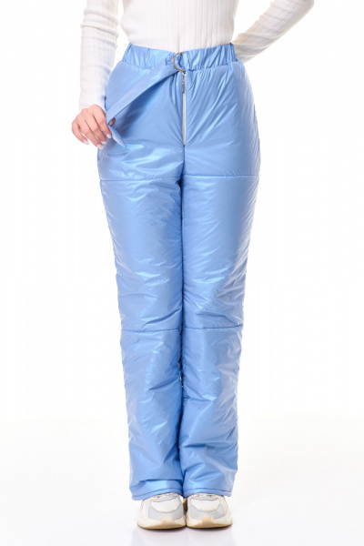 Зимние утепленные брюки из плащёвой ткани прямые T&N 7599 голубой_перламутр - фото 4