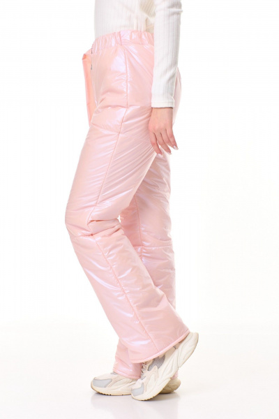 Брюки утепленные из плащёвой ткани прямые на резинке T&N 7599 розовый_перламутр - фото 2