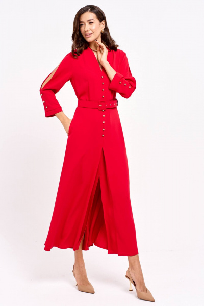 Платье полуприлегающего силуэта с разрезом и пуговицами Lyushe 4012 - фото 5