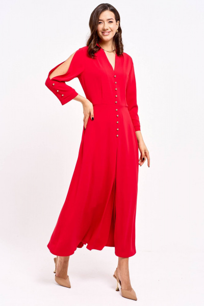 Платье полуприлегающего силуэта с разрезом и пуговицами Lyushe 4012 - фото 2