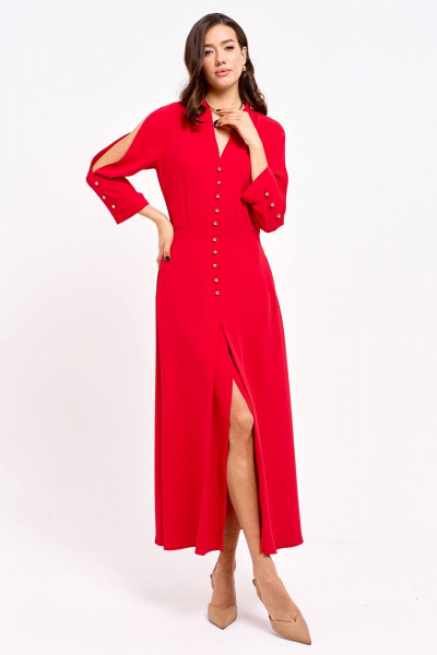 Платье полуприлегающего силуэта с разрезом и пуговицами Lyushe 4012 - фото 1